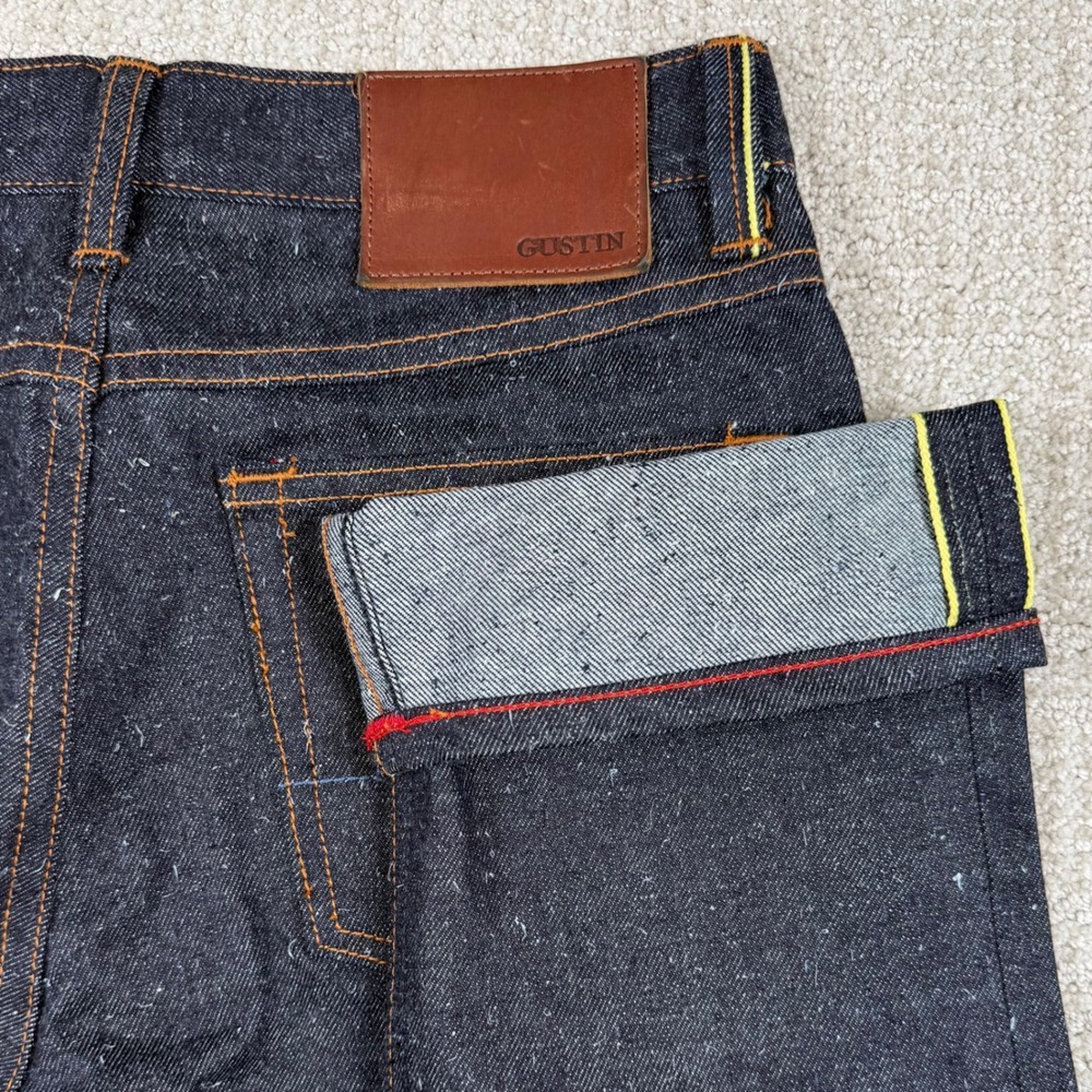 Gustin Mens 31 (Actual 29x34) Slim Fit Neppy Raw Banana Selvedge Denim Jeans 424